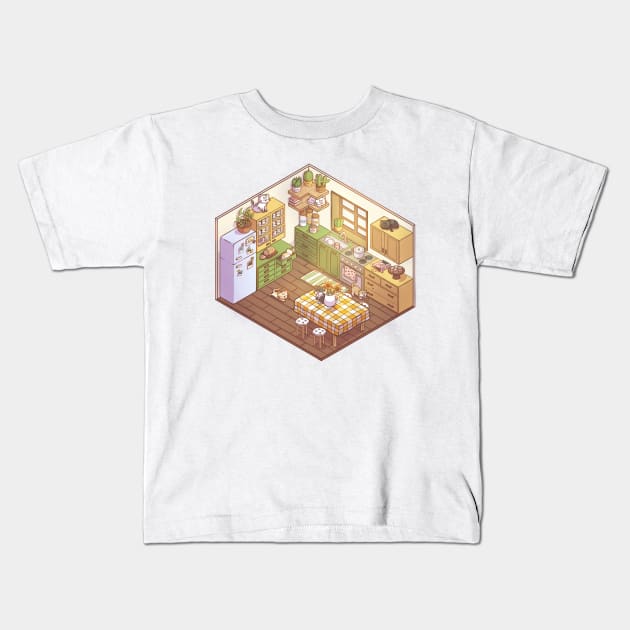 Cute Isometric Kitchen Kids T-Shirt by AlexBrushes